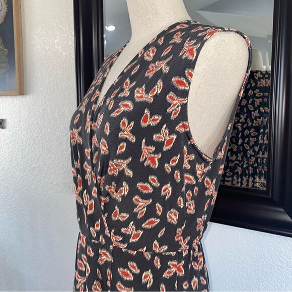 Banana Republic Womens Printed Stretch V-Neck Sleeveless Wrap Dress Black Small - Picture 9 of 14